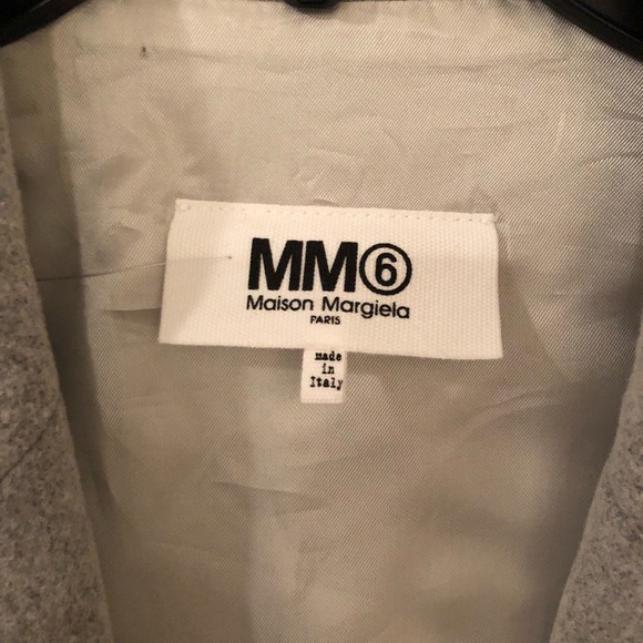 MM6 Maison Margiela Grey Felted Wool Car Coat - Picture 5 of 6